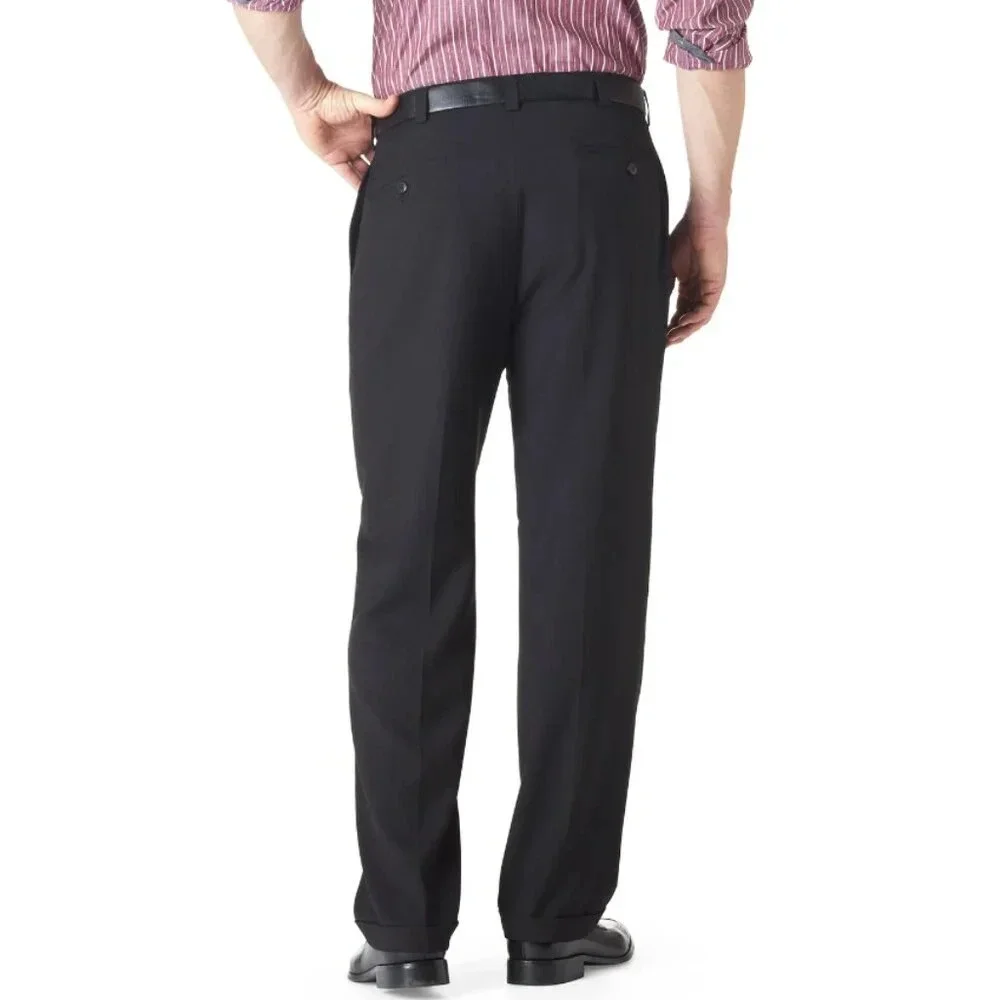 Haggar Men's Size 38 Black Pleated Front Dress Pants Business Casual